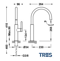 MEDIDAS MONOMANDO COCINA TRES